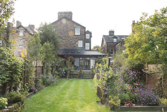 doma architects harrogate kitchen garden extension-view from garden